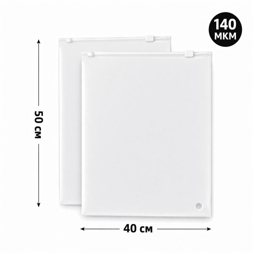Пакеты Zip-lock с бегунком 40*50 см., 70мкм, прозрачно матовый фото 1